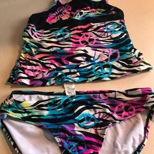 OP two piece swim.  Size 10/12
